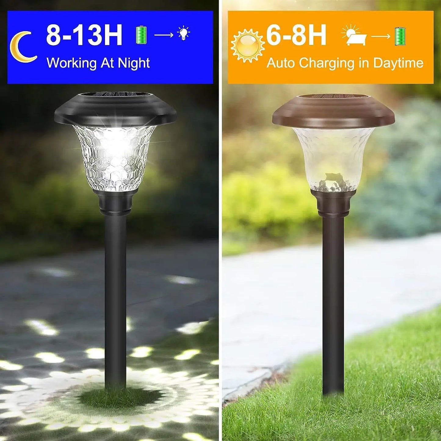 Solar Pathway Lights 6Pack - Stainless Steel Auto On/Off