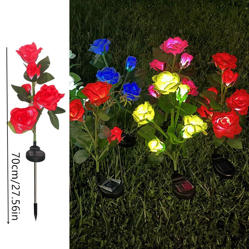Solar Lights Outdoor Decor 5 Heads Rose Lawn Lamp Solar Garden Lights for Yard Patio Garden Wedding Decorations Fairy Lights