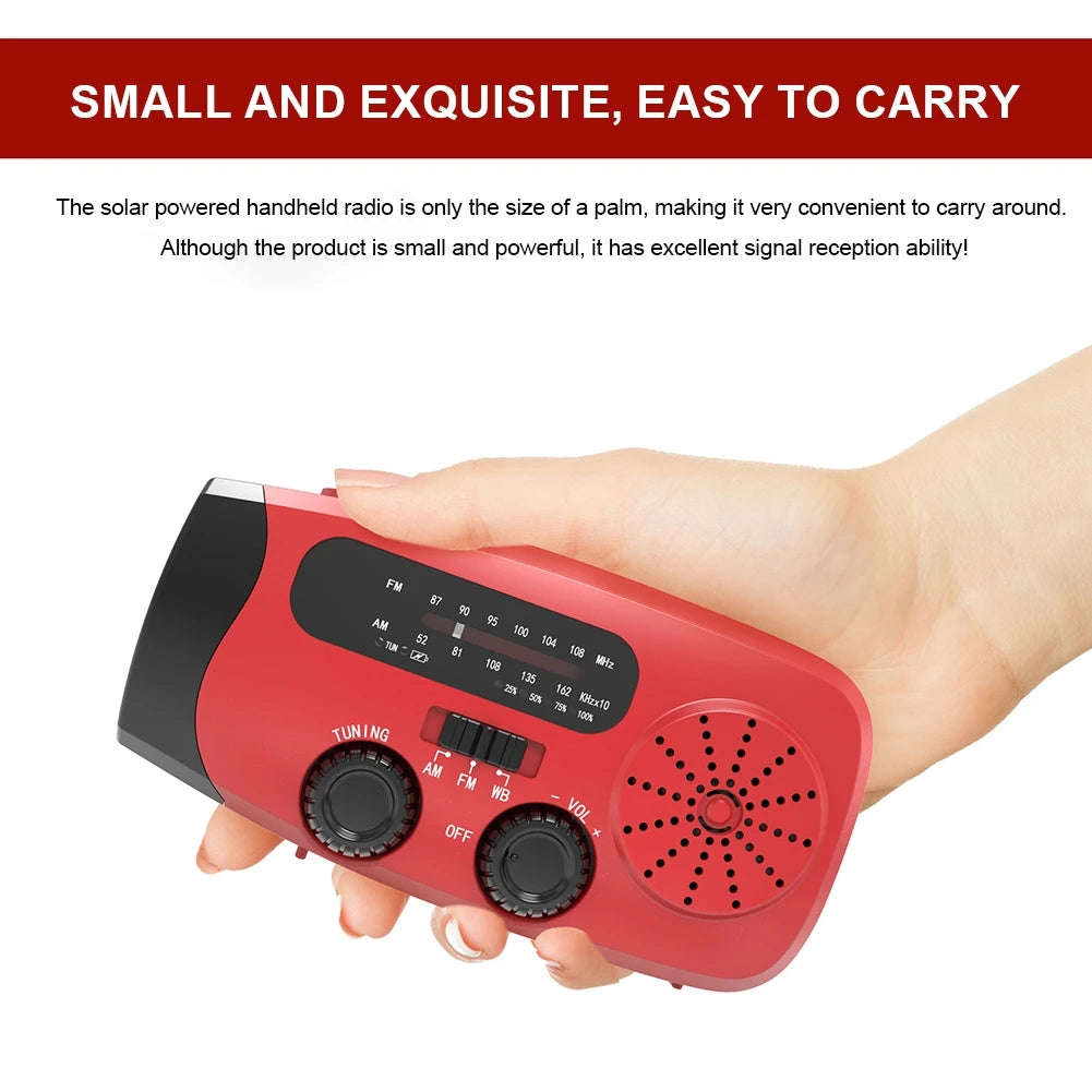 Solar Crank Radio: AM/FM, LED Light, Emergency Ready