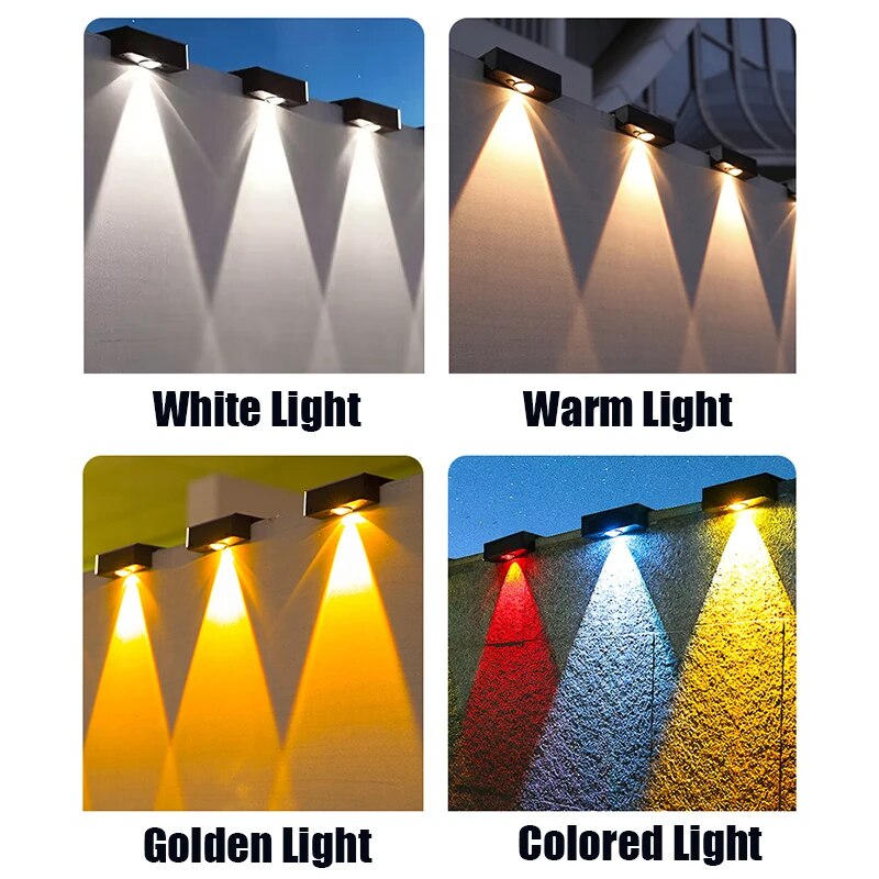 Solar Wall Lights Outdoor - Square, Wireless, IP65 Waterproof