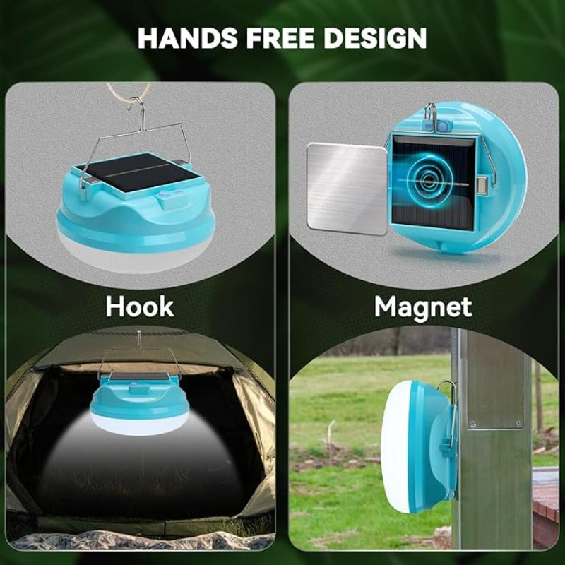 Solar LED Camping Light: Magnetic Base, 3 Modes, Quick Hook