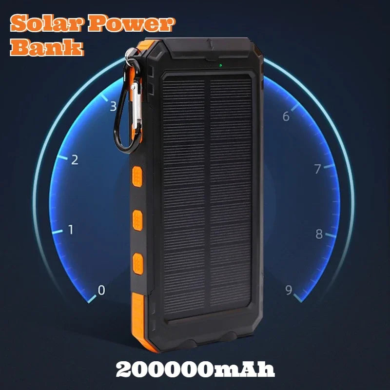 Solar Power Bank - 200000mAh Fast Charging Portable Charger