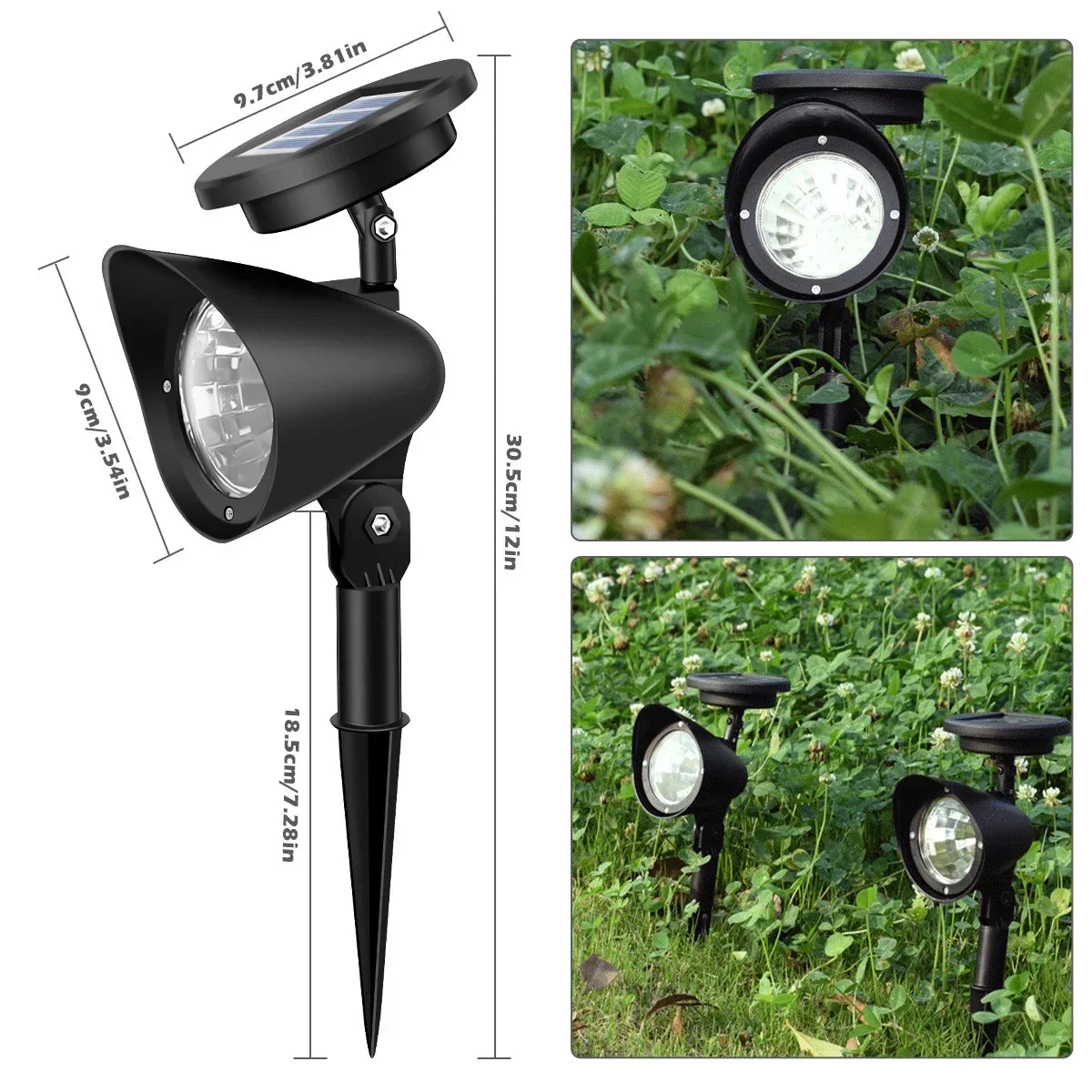 Solar LED Spotlight Outdoor - IP65 Waterproof Garden Lights