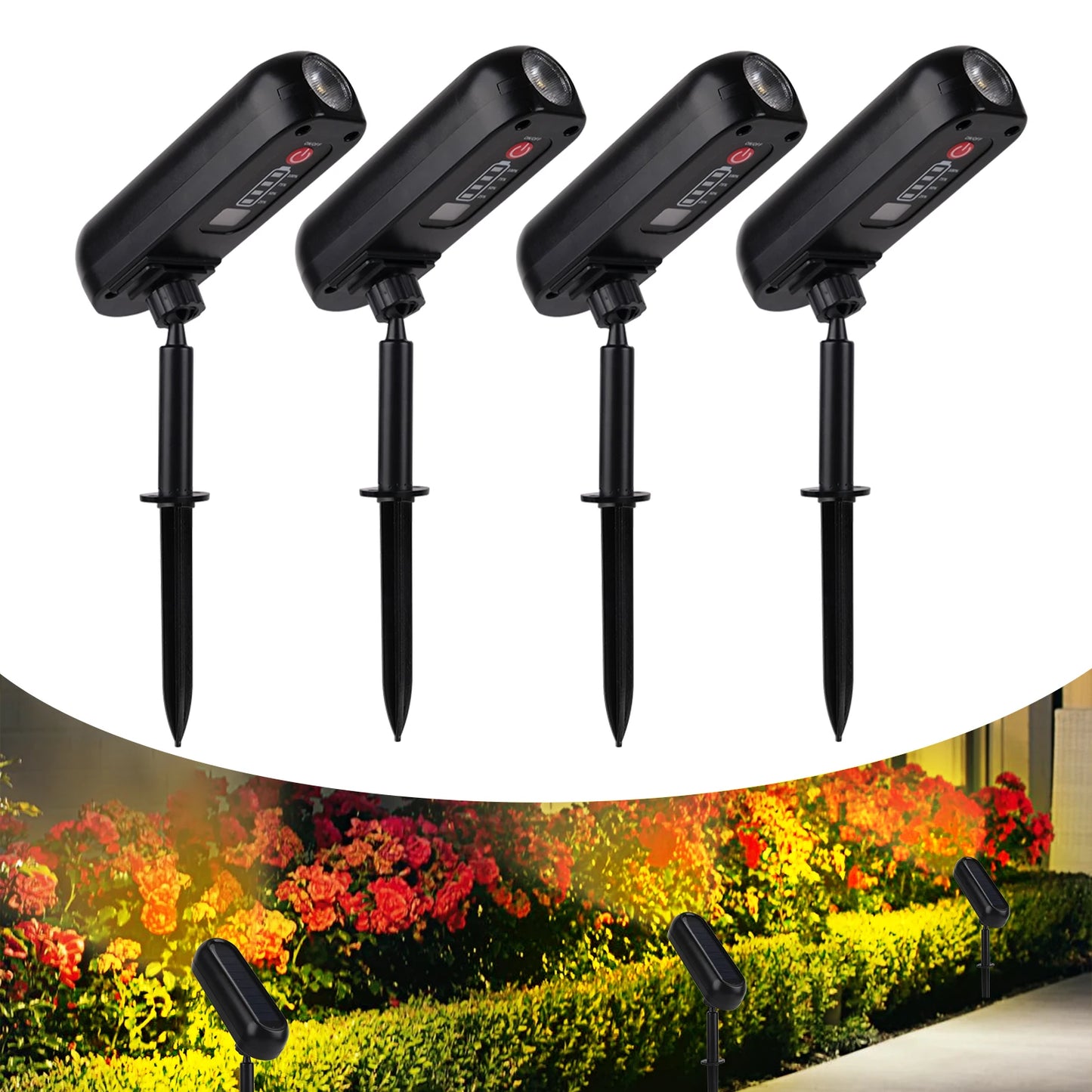 4PCS Solar LED Light Outdoor Solar Wall Light IP65 Green Garden Light Solar Spotlights Solar Uplights for Trees Pathway Yard