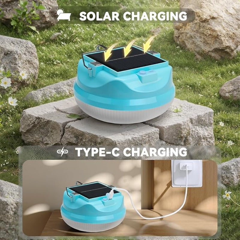 Solar LED Camping Light: Magnetic Base, 3 Modes, Quick Hook