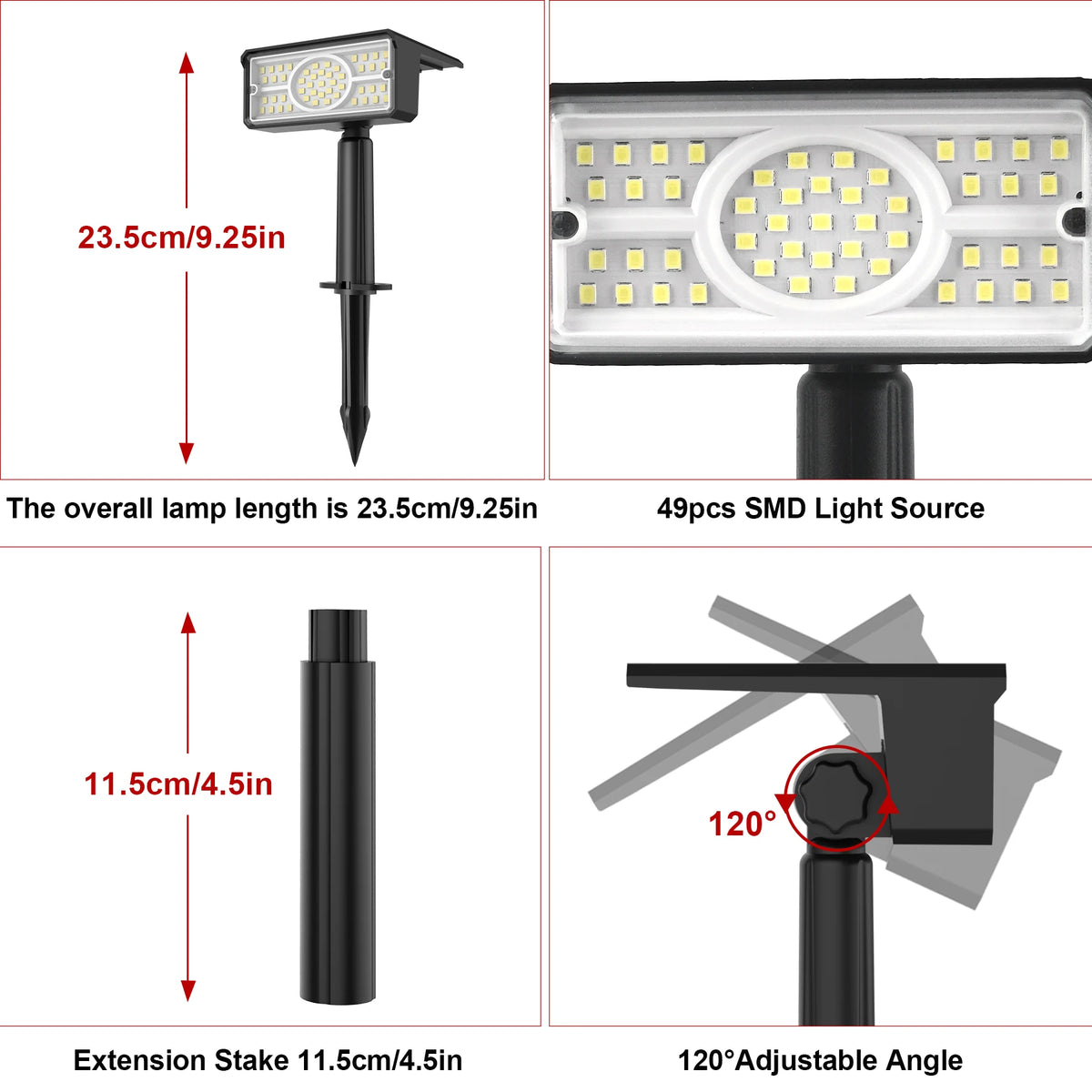 1pc 6000K/3000K/Green/Blue Solar Garden Light Outdoor Solar Spotlight IP65 Waterproof Solar Wall Light Solar Lamp