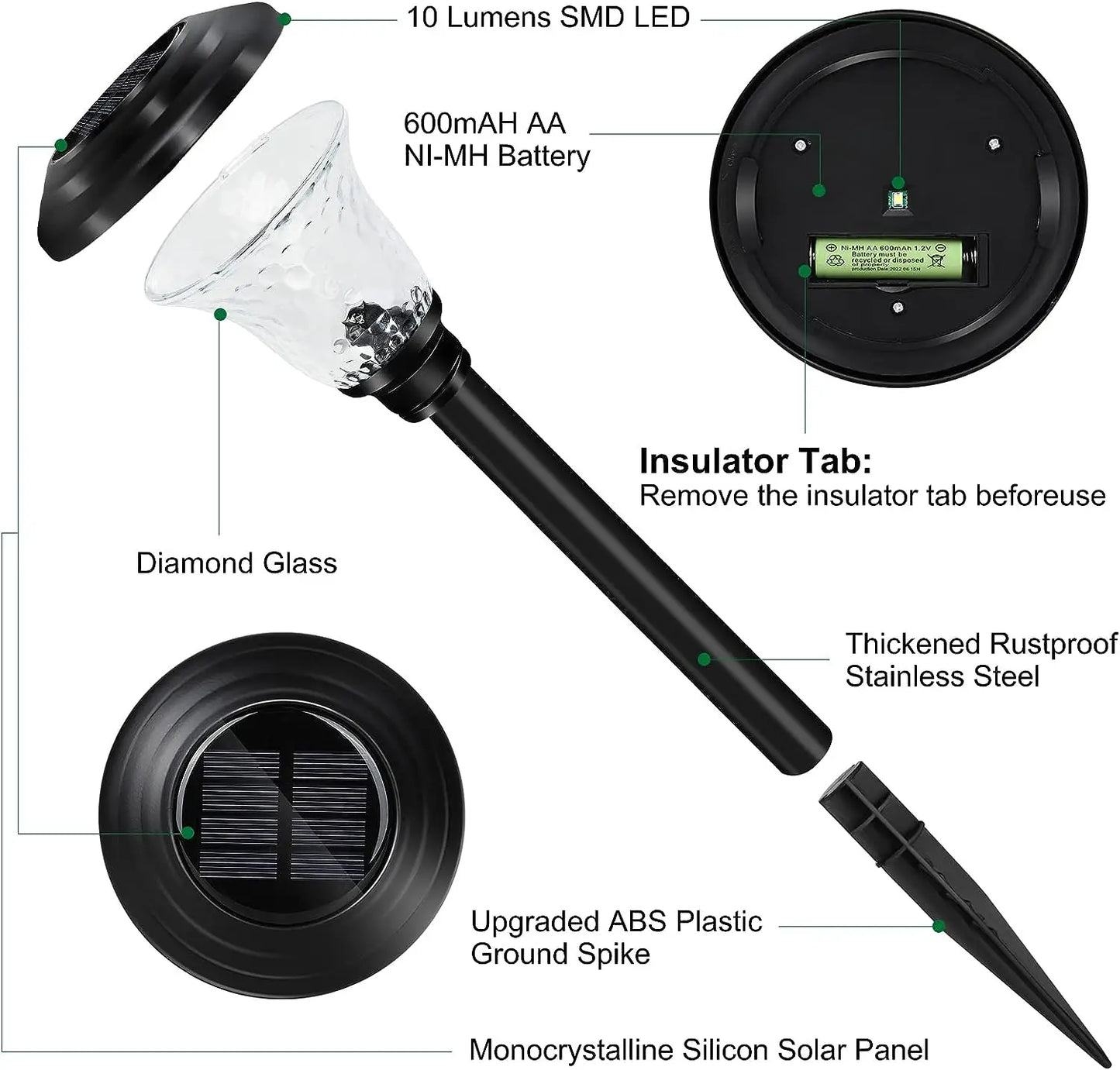 Solar Pathway Lights 6Pack - Stainless Steel Auto On/Off