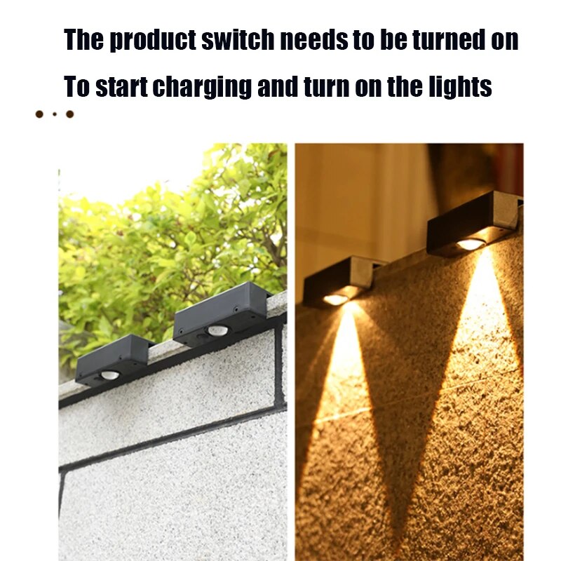 Solar Wall Lights Outdoor - Square, Wireless, IP65 Waterproof