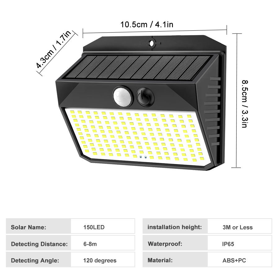 Outdoor Solar Light 150LED Motion Sensor Wall Lamp