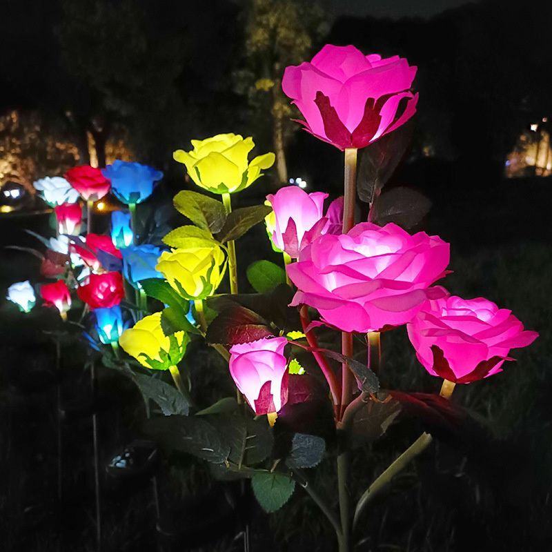 Solar Lights Outdoor Decor 5 Heads Rose Lawn Lamp Solar Garden Lights for Yard Patio Garden Wedding Decorations Fairy Lights