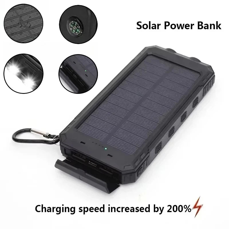 Solar Power Bank - 200000mAh Fast Charging Portable Charger