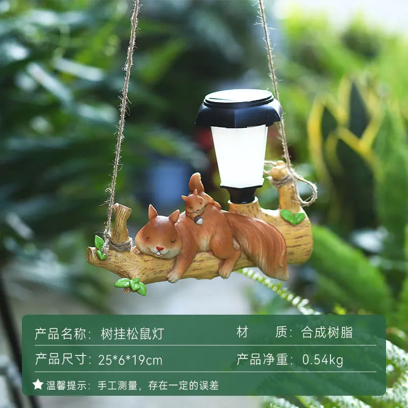 Solar light squirrel sloth ornament hanging outdoor garden lawn resin decoration creative decoration landscape ornament