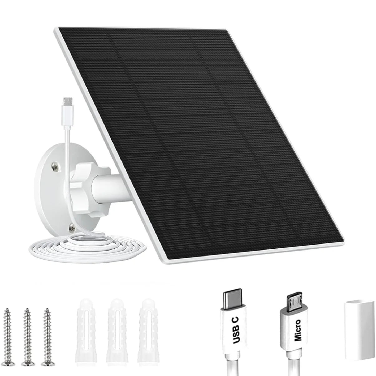 5V Solar Charger - USB-C/Micro USB for Security Cameras