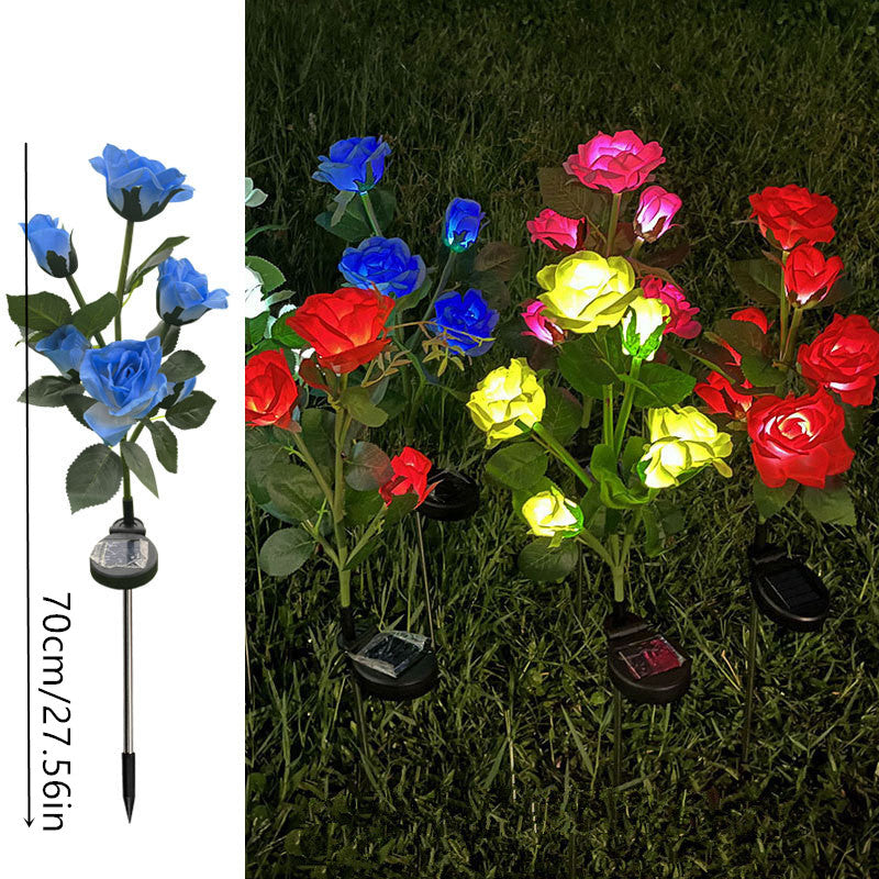 Solar Lights Outdoor Decor 5 Heads Rose Lawn Lamp Solar Garden Lights for Yard Patio Garden Wedding Decorations Fairy Lights
