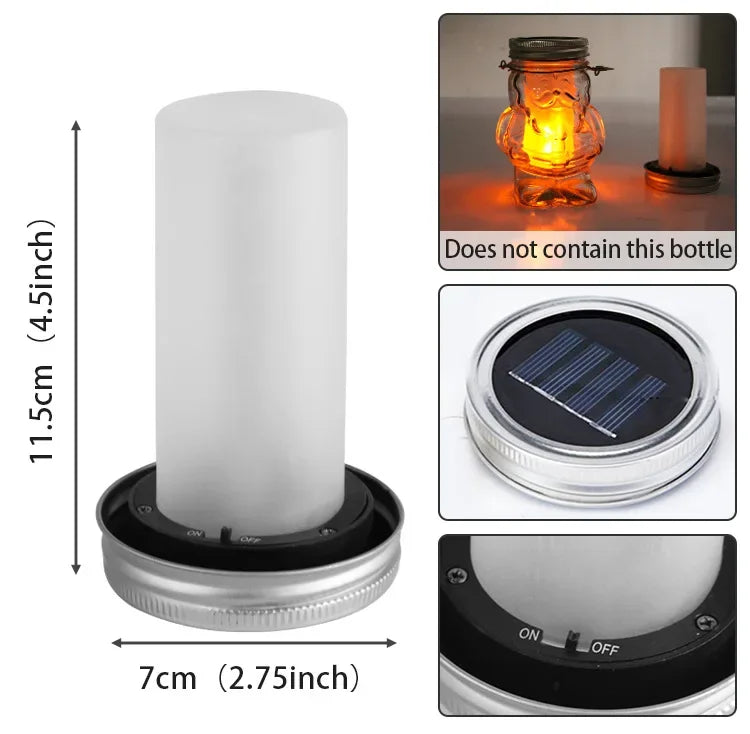 Solar Mason Jar Torch - Warm Garden Lantern