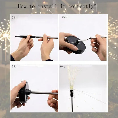 Fairy lights: LED Solar Fireworks Lights Dandelion Garden Fairy Glow