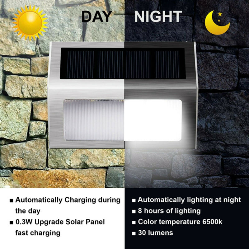 6 Outdoor LED Solar Light: Waterproof Garden Fence Wall Lamps