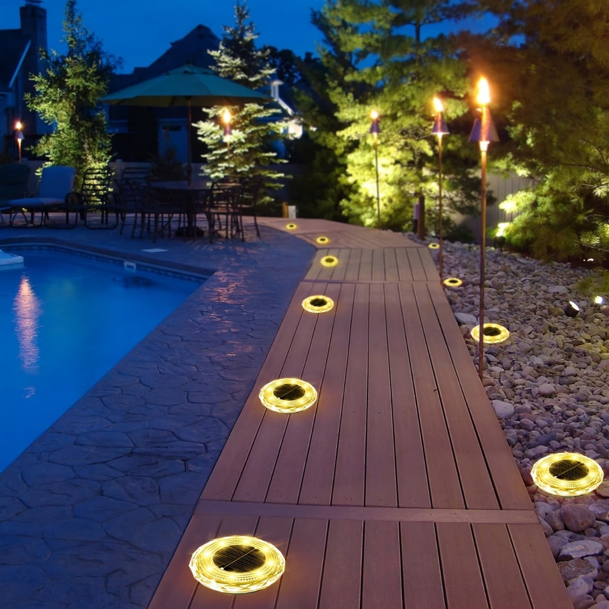 Outdoor Solar Lights - Bright Outdoor Pathway Disks