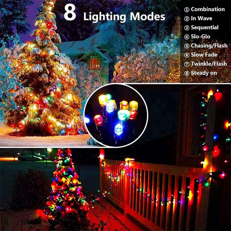 String Lights: Solar Outdoor Light IP65 Waterproof Strip - 8 Modes