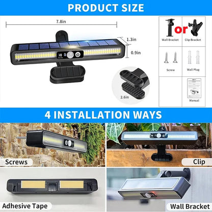 Solar Light for Outdoor, 2 Pack Clip-on With Motion Detector, 3 Modes Outdoor, IP65 Waterproof Garden Fence Gutter Pathway