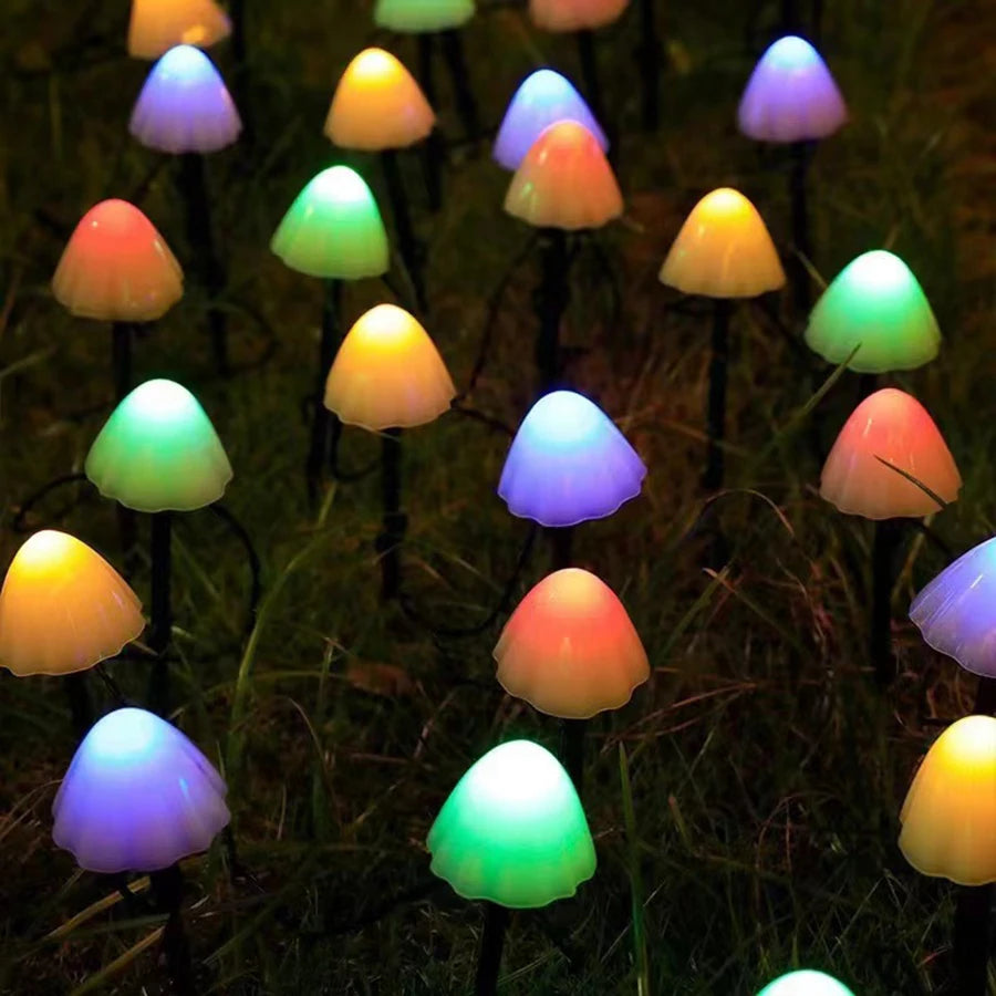 Mushroom Solar Lights Solar Powered Walkway Outdoor Waterproof Street Light Yard Stake Landscape String Led Pathway Patio Ground