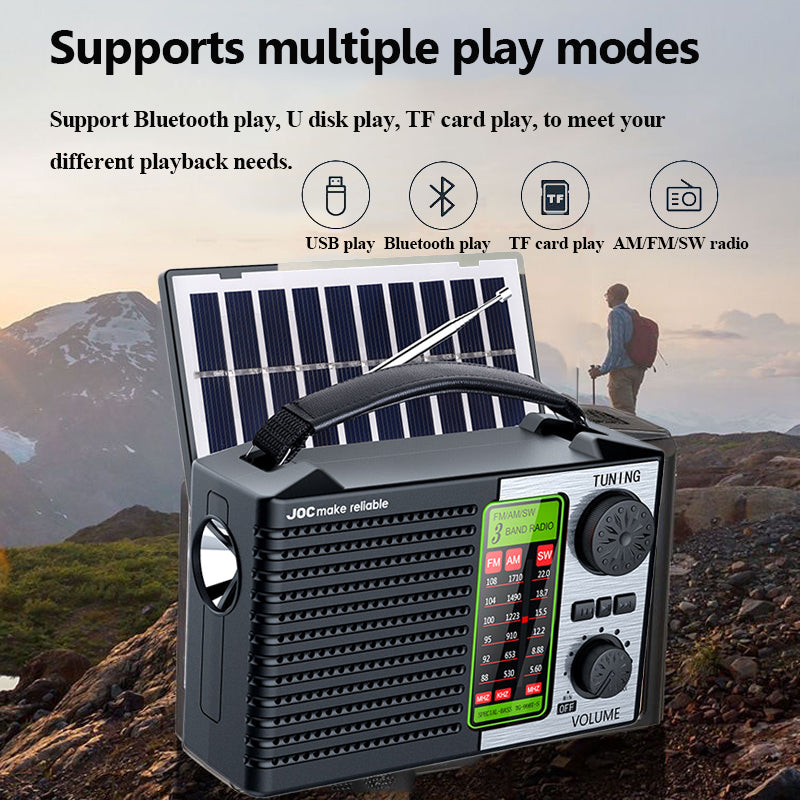 Portable Solar Radio FM AM SW Bluetooth Music Player