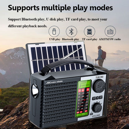 Portable Solar Radio FM AM SW Bluetooth Music Player