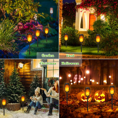 Outdoor Solar Light: Solar Torch Lights Flickering Flame Waterproof Outdoor Decor