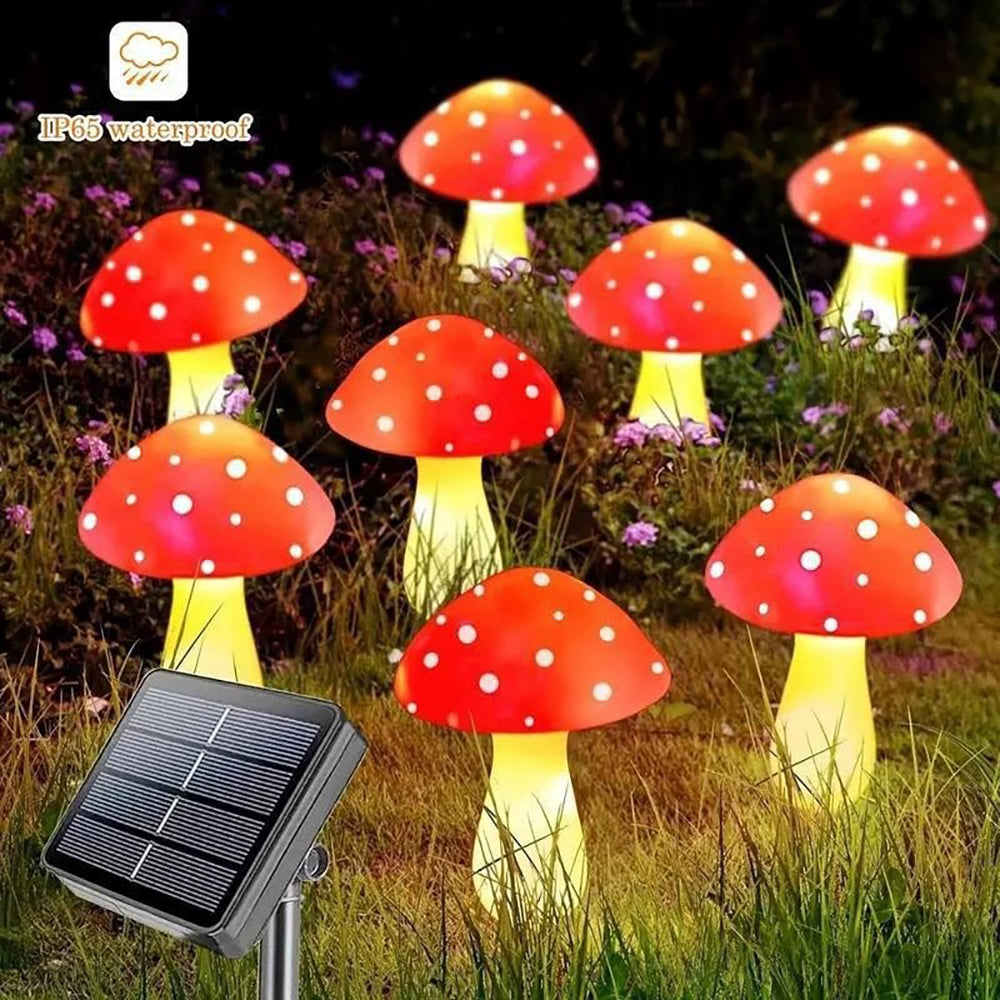 Solar Lawn Lights: Mushroom Lamp Post - 8-Head Garden Decoration