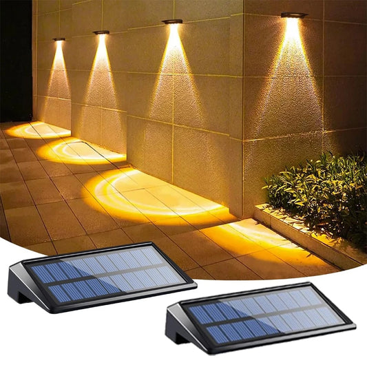 Solar Wall Lights Outdoor 2 Pack - Waterproof LED Fence & Deck Lights