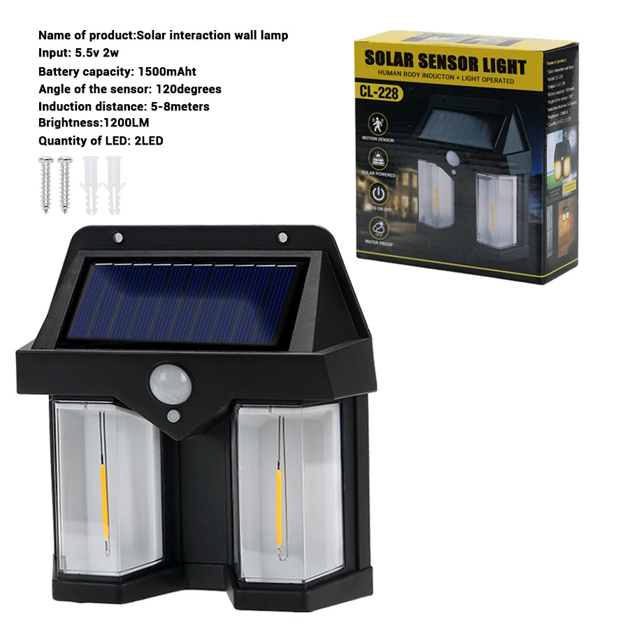 Solar Wall Lights Outdoor: LED Solar Motion Sensor Wall Light - Waterproof Outdoor Lantern