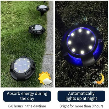 Solar Lights Outdoor 12LEDs Disk - Garden & Lawn Decoration