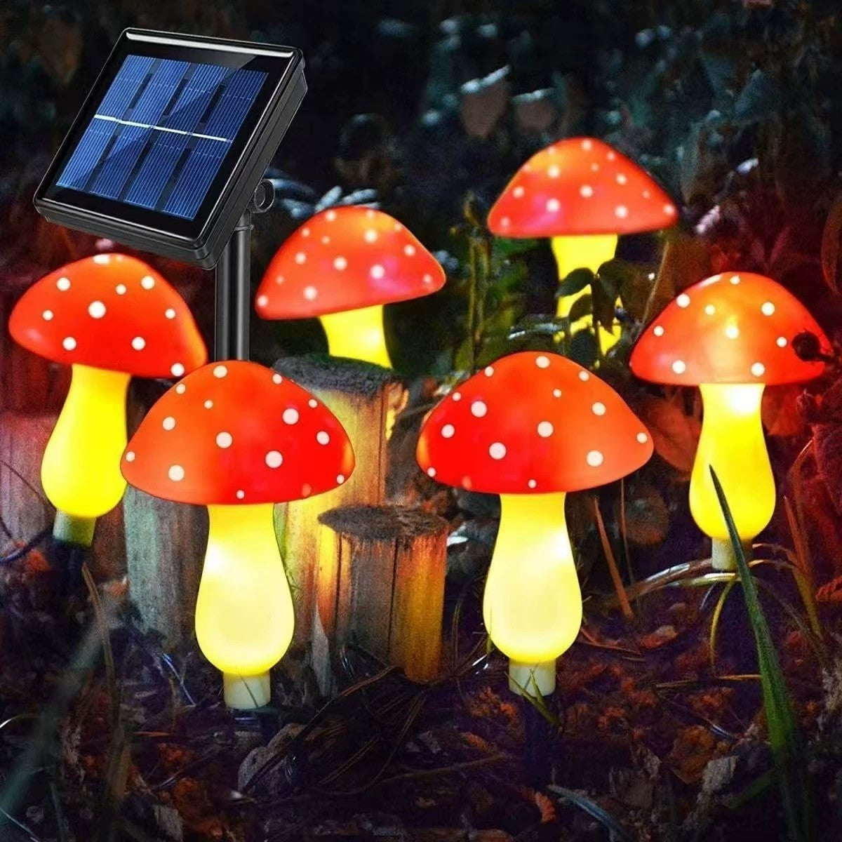 Solar Lawn Lights: Mushroom Lamp Post - 8-Head Garden Decoration