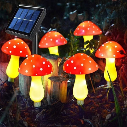 Solar Lawn Lights: Mushroom Lamp Post - 8-Head Garden Decoration