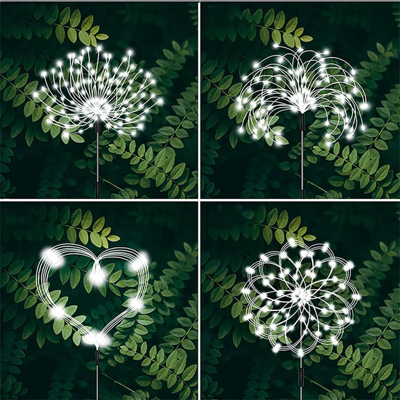 Fairy lights: LED Solar Fireworks Lights Dandelion Garden Fairy Glow