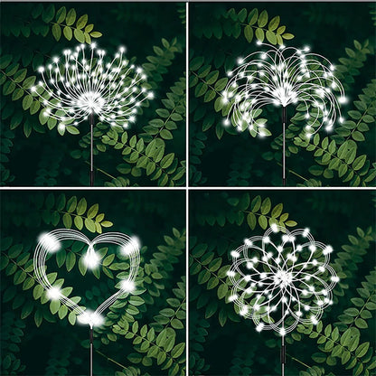 Fairy lights: LED Solar Fireworks Lights Dandelion Garden Fairy Glow