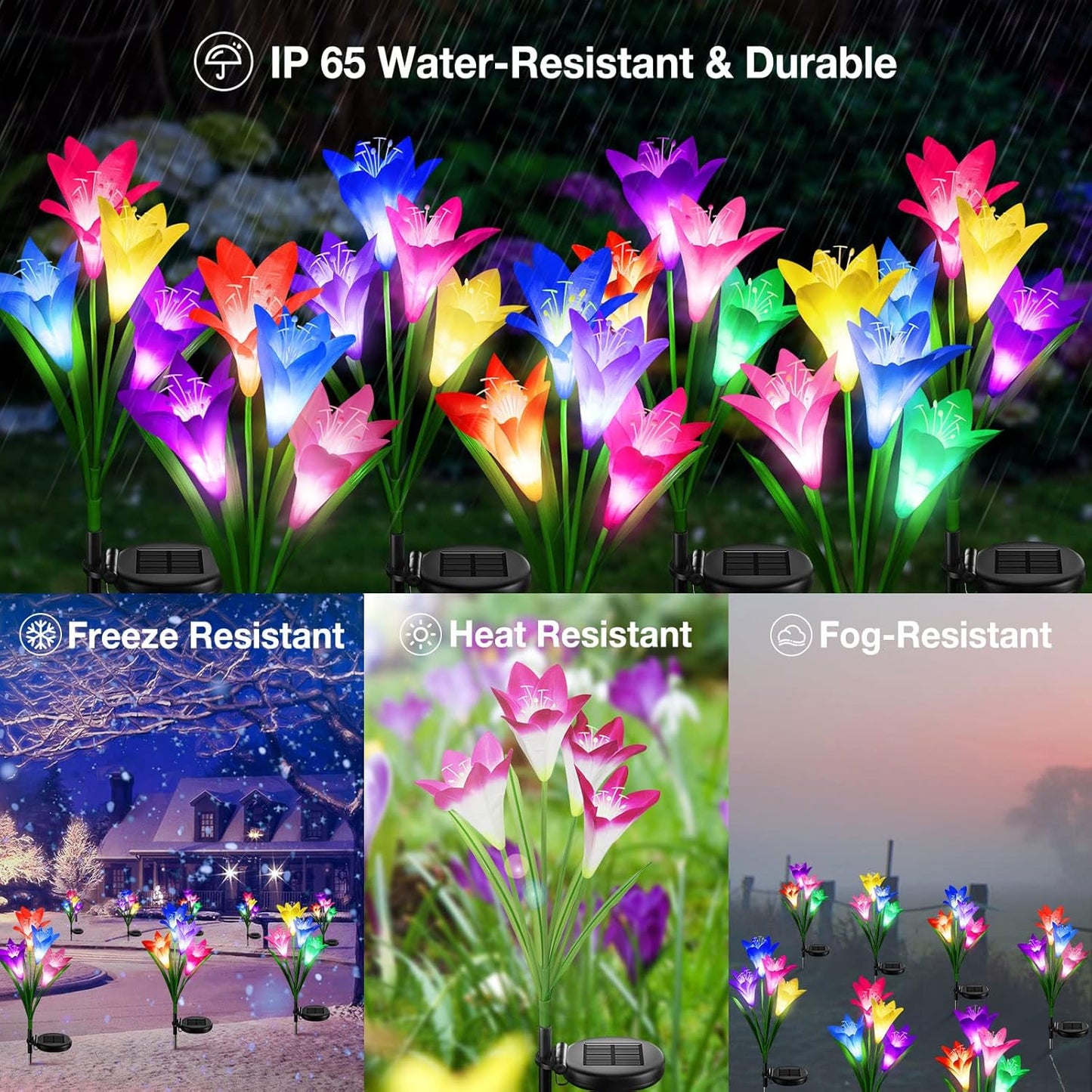 Solar Lily Lights: 7-Color Waterproof Garden Pathway Decor