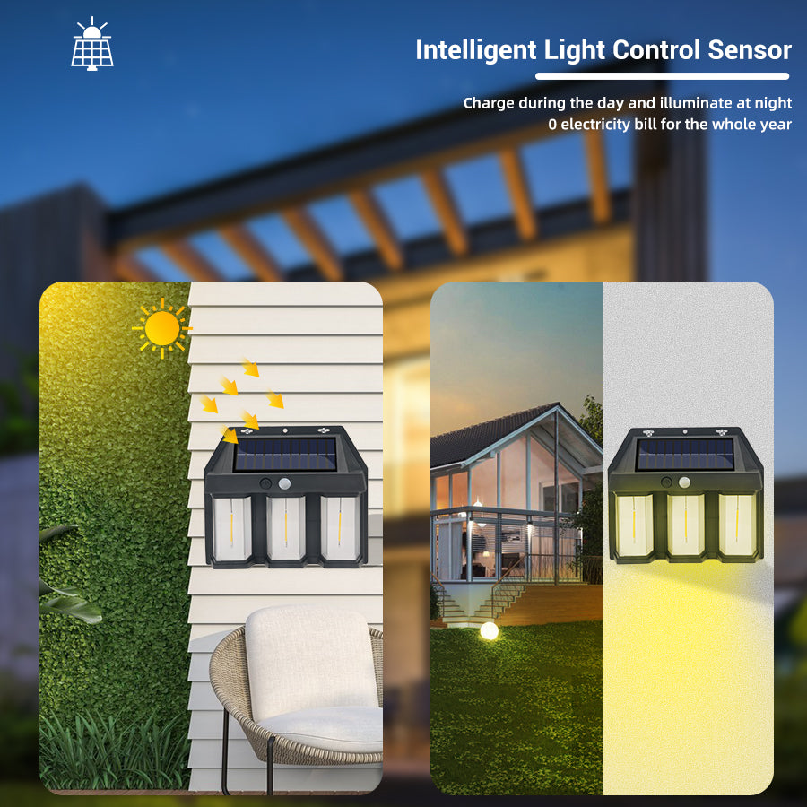 Solar Wall Lights Outdoor: LED Solar Motion Sensor Wall Light - Waterproof Outdoor Lantern