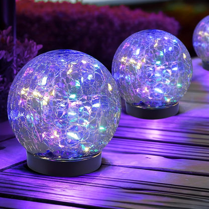 Outdoor Solar Light: Solar Cracked Glass Globes - Waterproof Patio Ball Lights