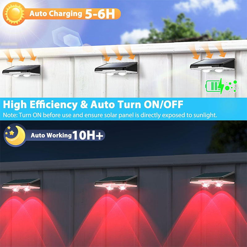Solar LED Fence Lights: Waterproof, RGB, Auto On/Off, 1-4Pcs