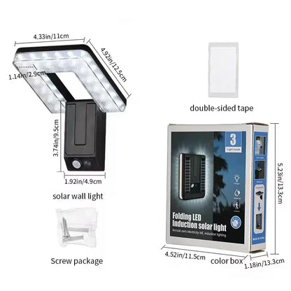 Foldable LED 120° Solar Light Outdoor Wall Lamp Waterproof Spotlights Lamp Motion Sensor Solar 3 Modes Street Light Garden Decor