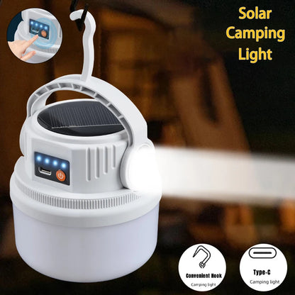 Solar Powered Lantern Portable Super Bright Flashlight 6 Light Modes 2 Charge Mode Long-Lasting Compact Lamp For Outdoor Camping