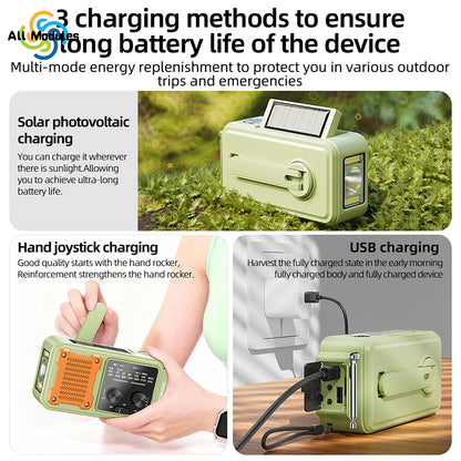 Solar Crank Radio: Emergency Radio 7-in-1 Solar Hand Crank AM/FM/WB
