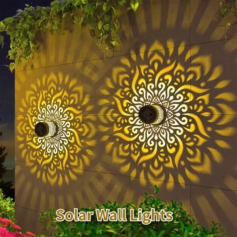 2pcs Solar Lamp Iron Art  IP65 Solar Wall Lights Wall Theme Fence Lights Garden Backyard Decoration Outdoor Front Door Lantern