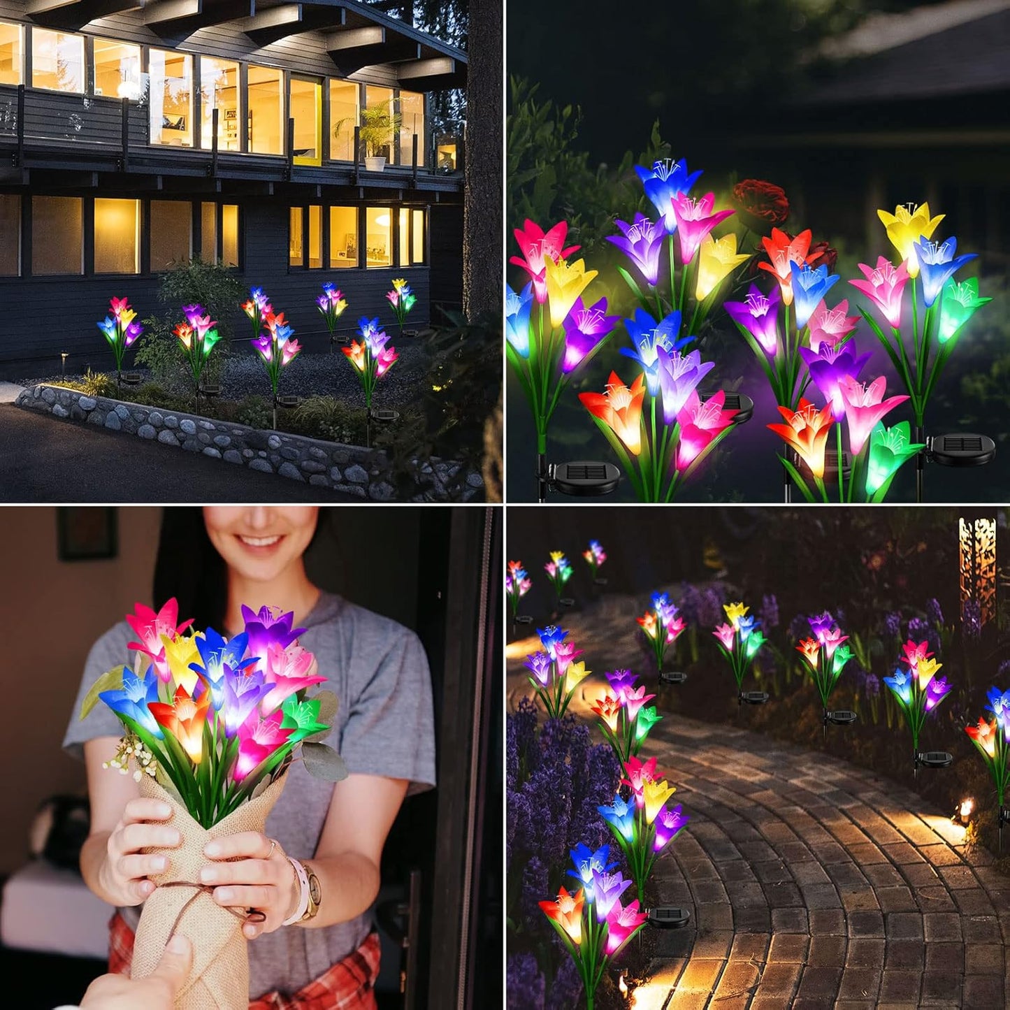Solar Lily Lights: 7-Color Waterproof Garden Pathway Decor