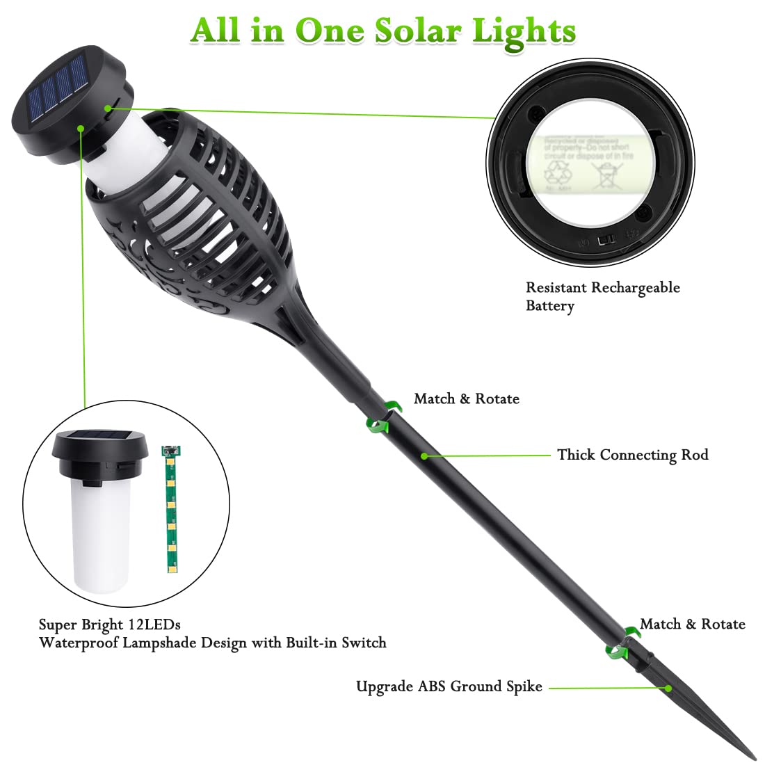 Outdoor Solar Light: Solar Torch Lights Flickering Flame Waterproof Outdoor Decor