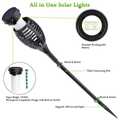 Outdoor Solar Light: Solar Torch Lights Flickering Flame Waterproof Outdoor Decor