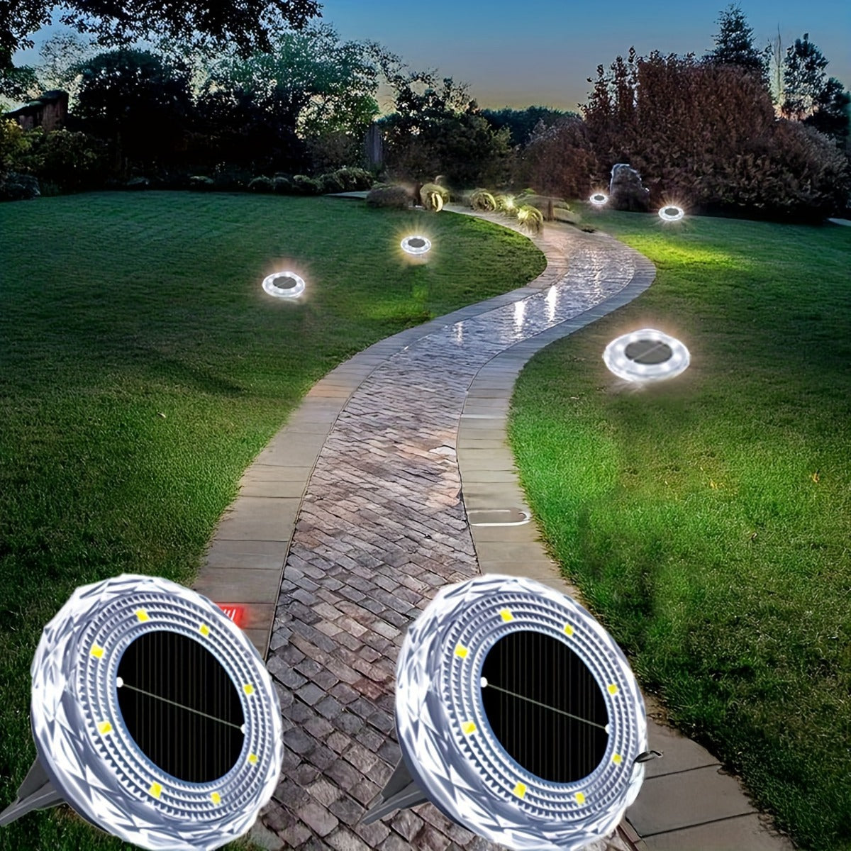 Outdoor Solar Lights - Bright Outdoor Pathway Disks