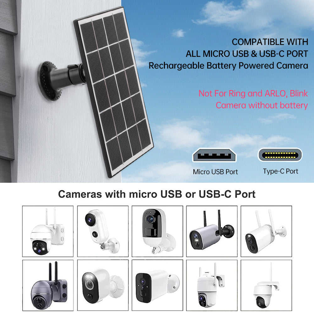 8W Solar Panel Charger for Security Cameras & Home Lights