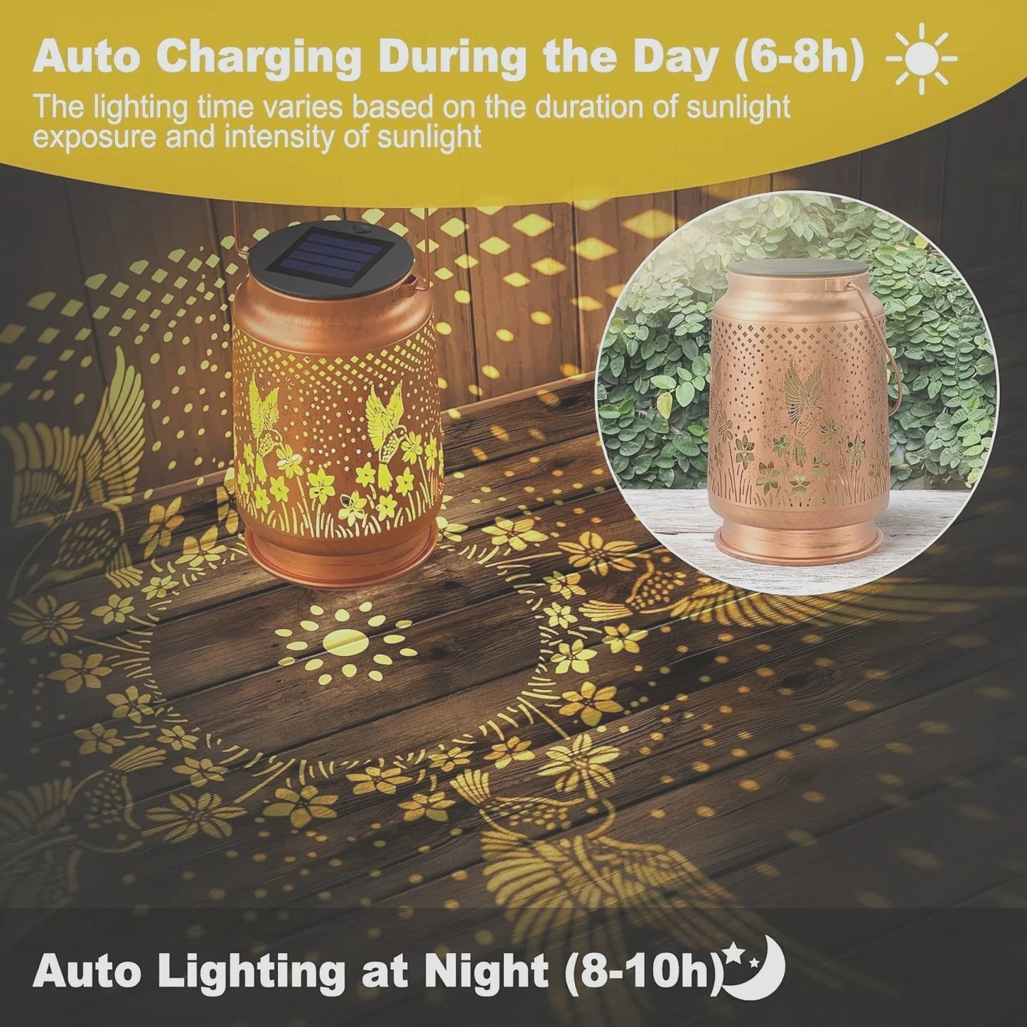 Iron Solar Lantern: Weatherproof Garden Pathway Light